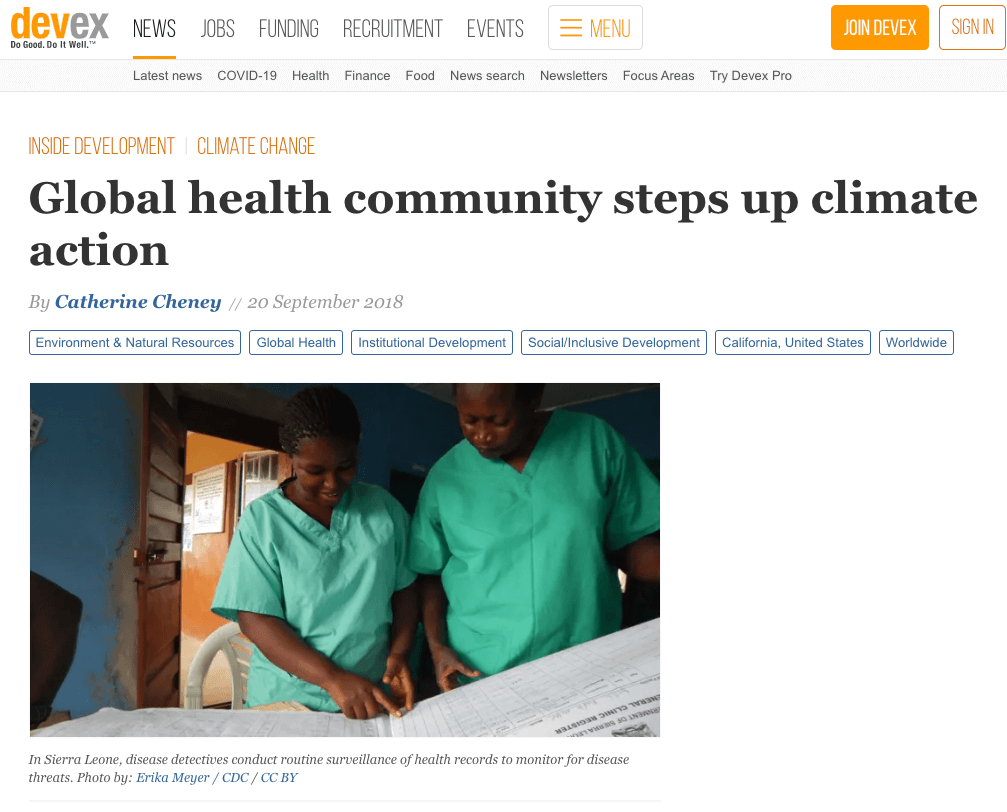 Global health community steps up climate action