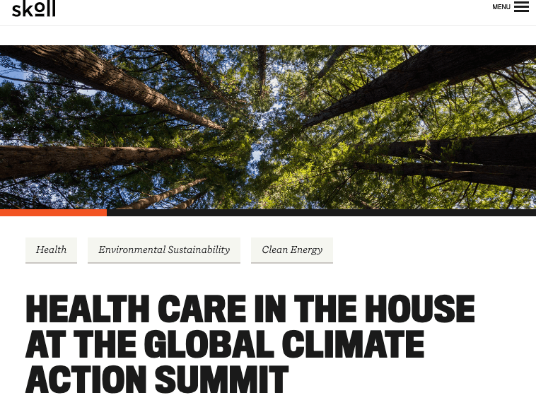 HEALTH CARE IN THE HOUSE AT THE GLOBAL CLIMATE ACTION SUMMIT