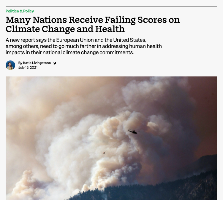 Inside Climate: Many Nations Receive Failing Scores on Climate Change and Health