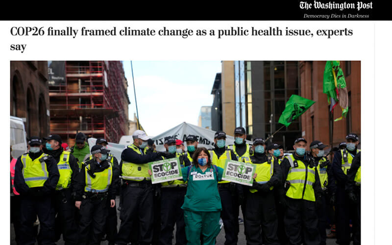 Washington Post: COP26 finally framed climate change as a public health issue, experts say