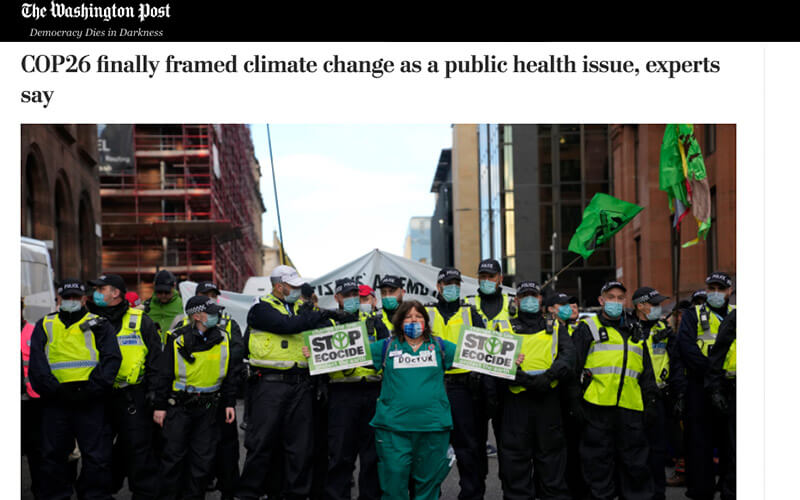 Washington Post: COP26 finally framed climate change as a public health issue, experts say