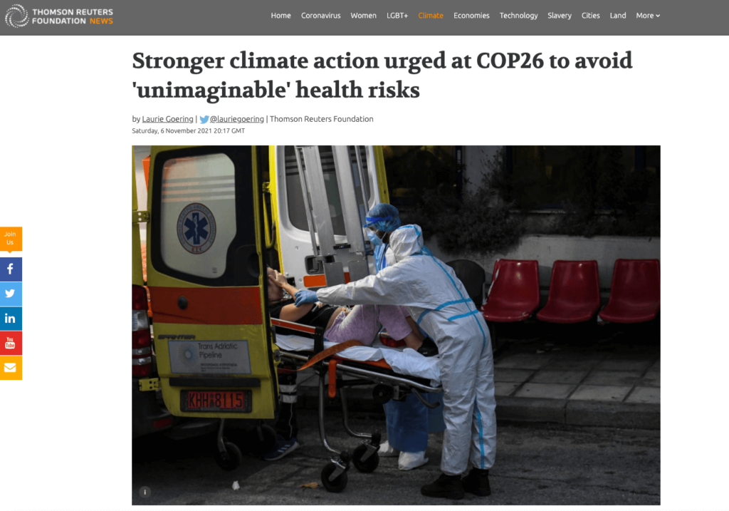 Stronger climate action urged at COP26 to avoid 'unimaginable' health risks