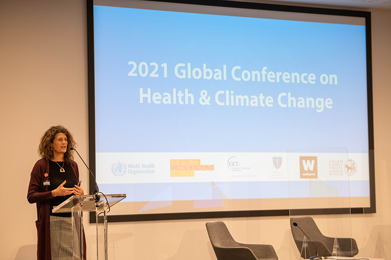 Dr Jeni Miller, executive director of the Global Climate and Health Alliance, Speaking at the Global Conference on Health and Climate Change in Glasgow during COP26