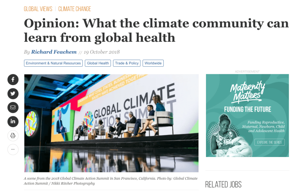 Devex: What the climate community can learn from global health