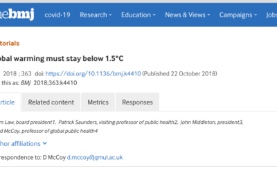British Medical Journal: Global warming must stay below 1.5°C