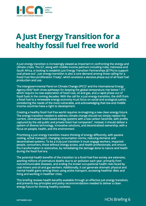 Report: Healthy Fossil Fuel Free World Means Re-Imagining New Clean Energy  Future - The Global Climate and Health Alliance