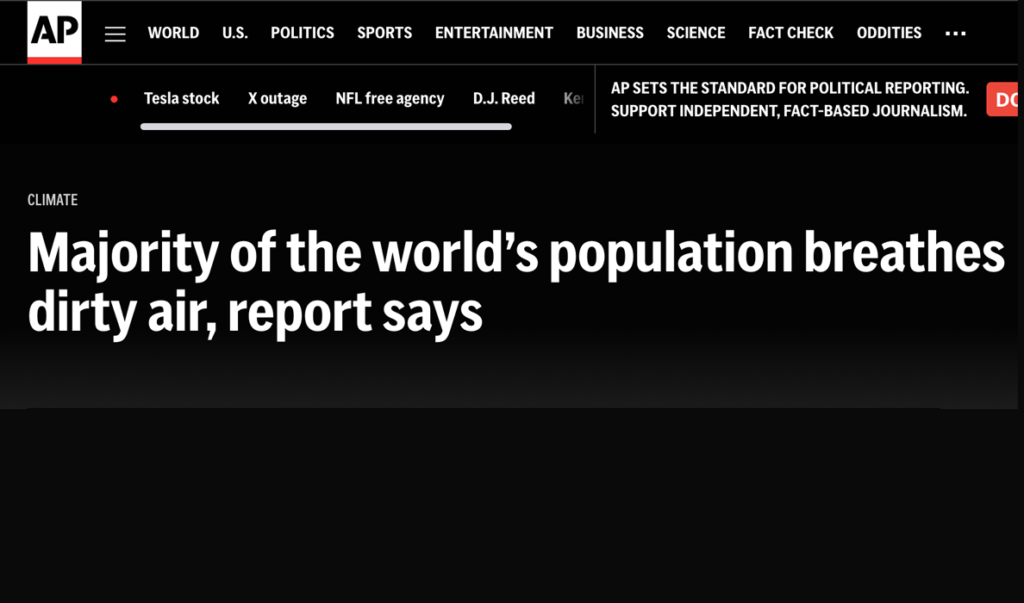 Associated Press: Majority of the world’s population breathes dirty air, report says