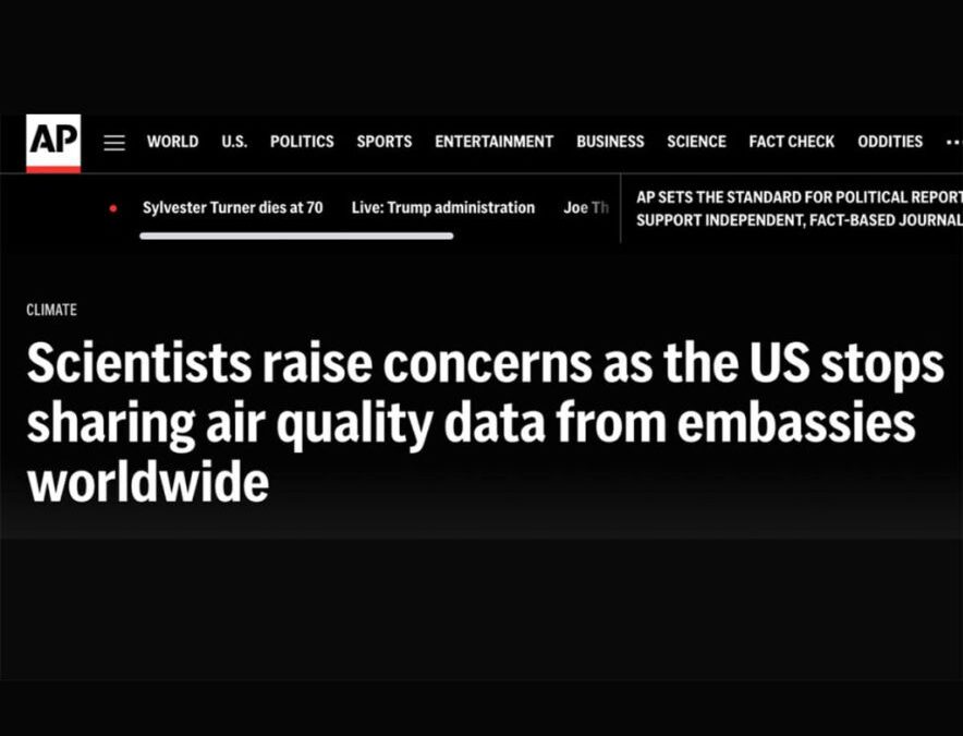 Associated Press: Scientists raise concerns as the US stops sharing air quality data from embassies worldwide