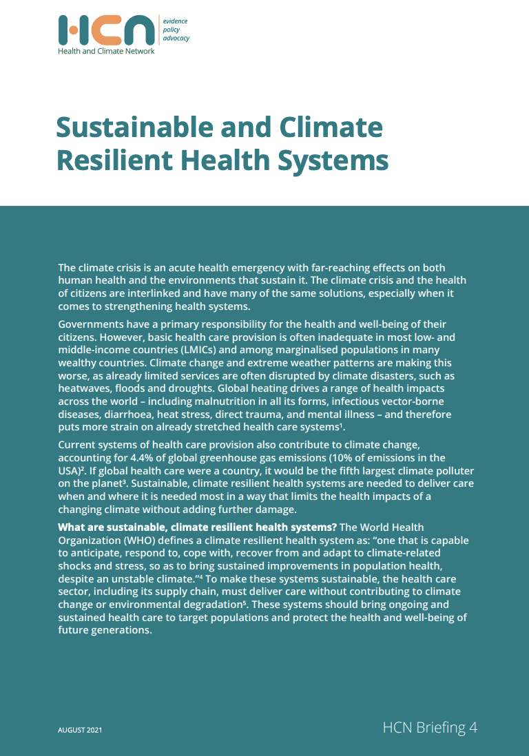 Sustainable and Climate Resilient Health Systems - The Global Climate ...